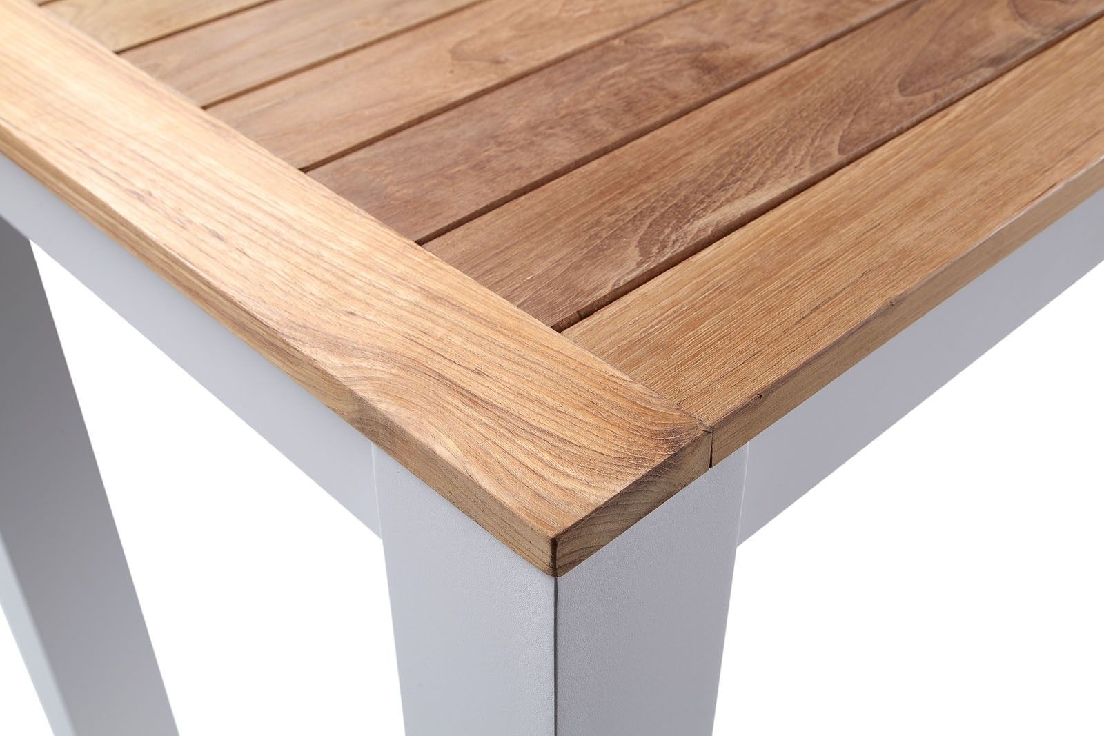 "Newport" Hamptons Style Outdoor Aluminium and Teak 6 Seater Bar Setting in White - Image 3