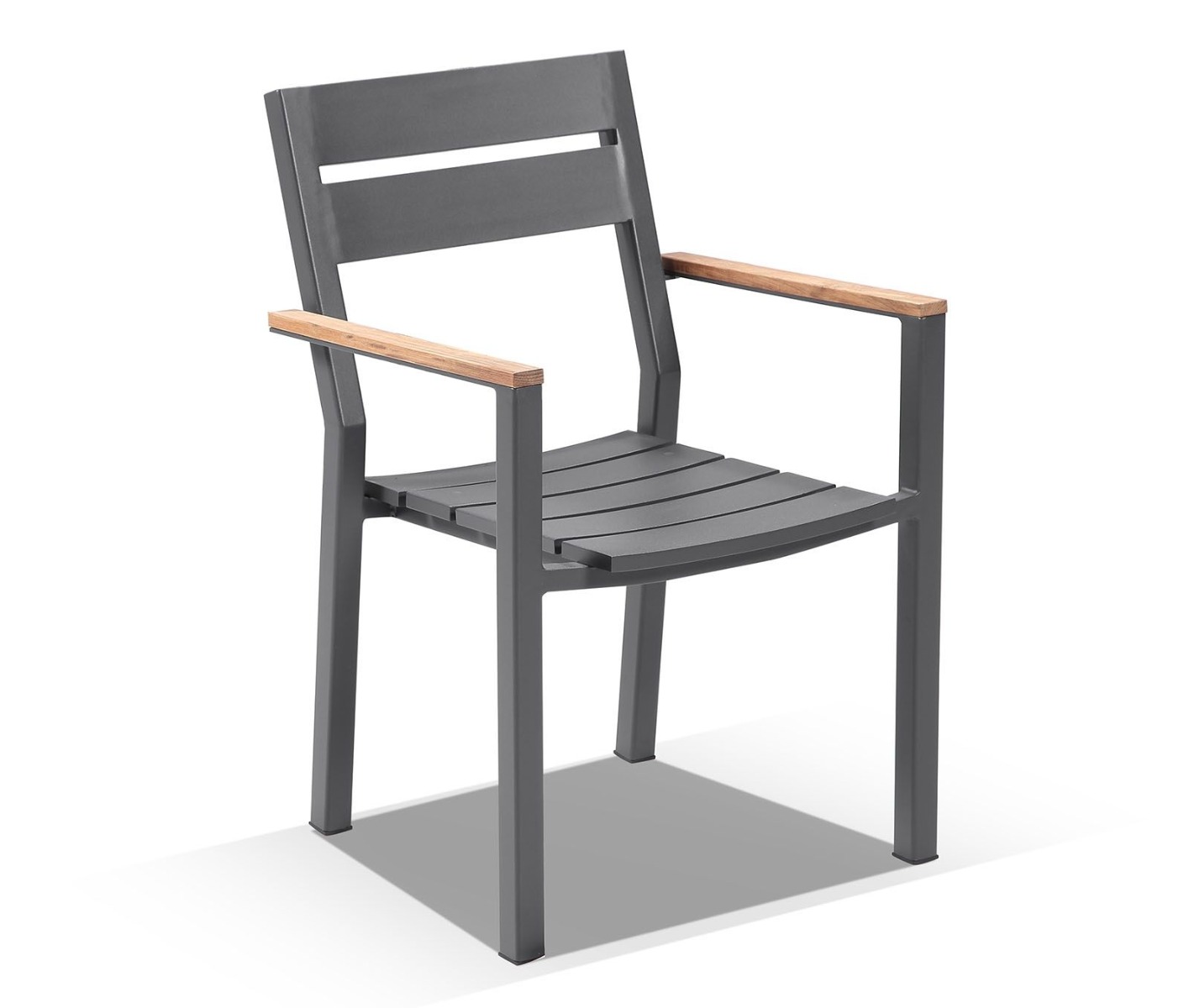 "Newport" Hamptons Style Outdoor 2.5m Aluminium and Teak Top Dining Setting with 8 Avalon Chairs in Charcoal - Image 2