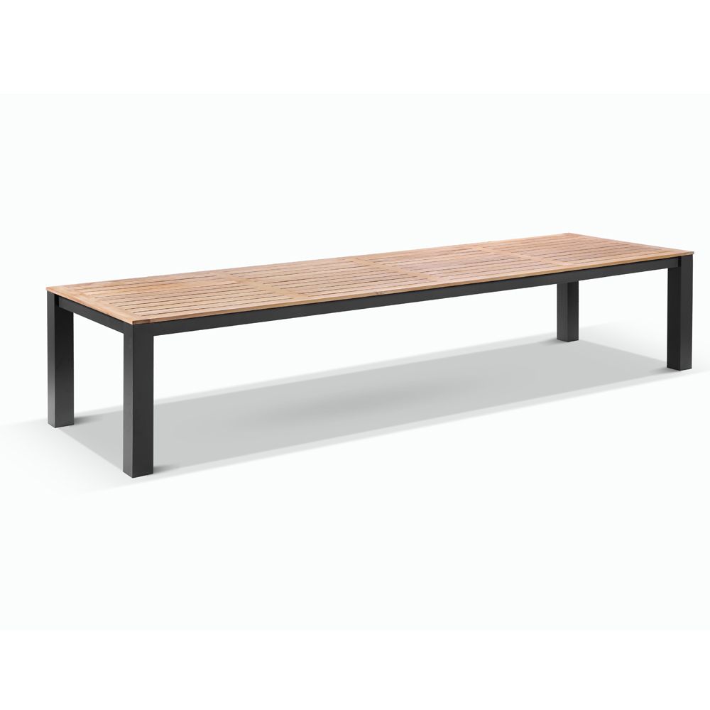 "Newport" Hamptons Style Outdoor 3.55m Aluminium and Teak Top Dining Setting with 12 Malawi Chairs in Charcoal - Image 3