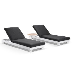 wp-image-tigress-37385.jpeg "Hawaii" Hamptons Style Aluminium Sun Lounge Set in White with Denim Grey Cushions & Teak Look Round Side Table