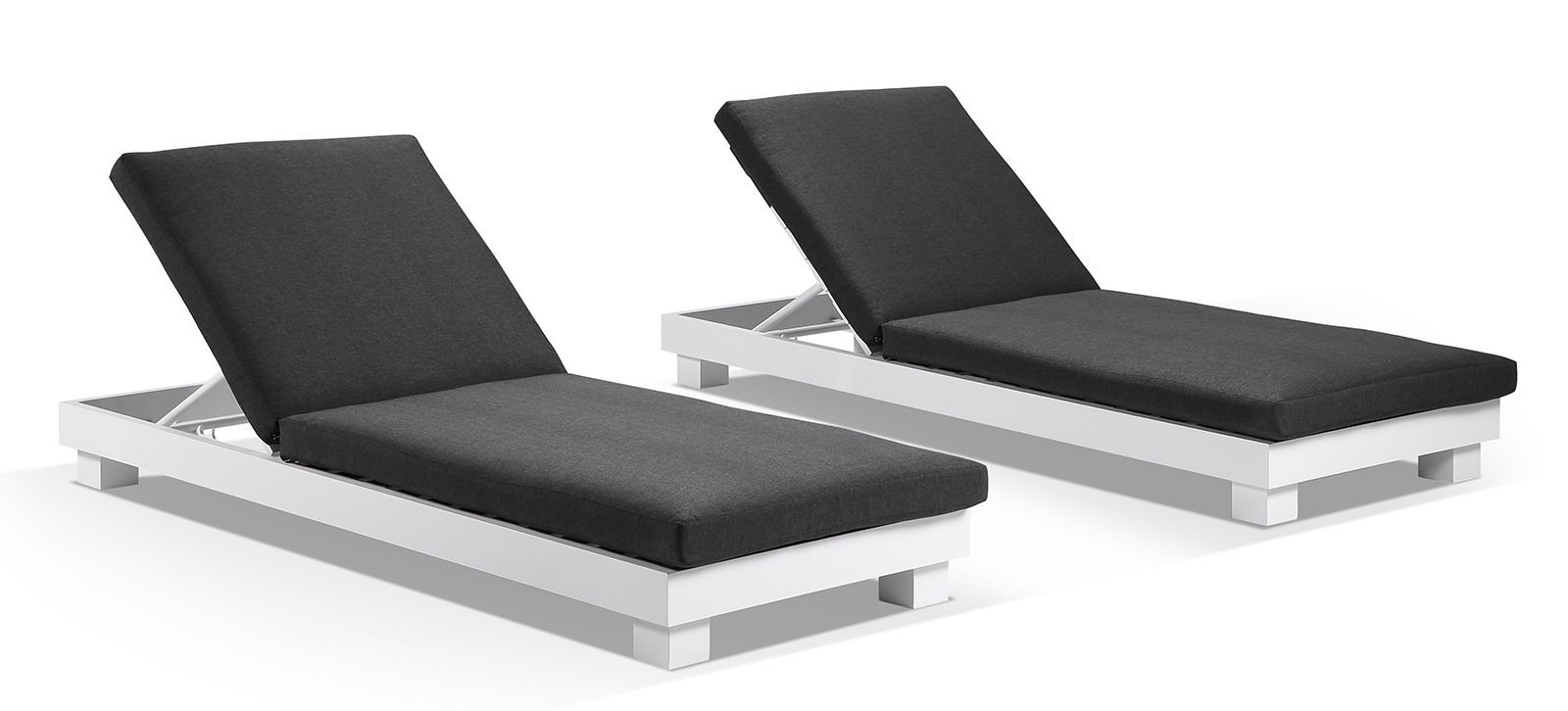 "Hawaii" Hamptons Style Aluminium Sun Lounge Set in White with Denim Grey Cushions