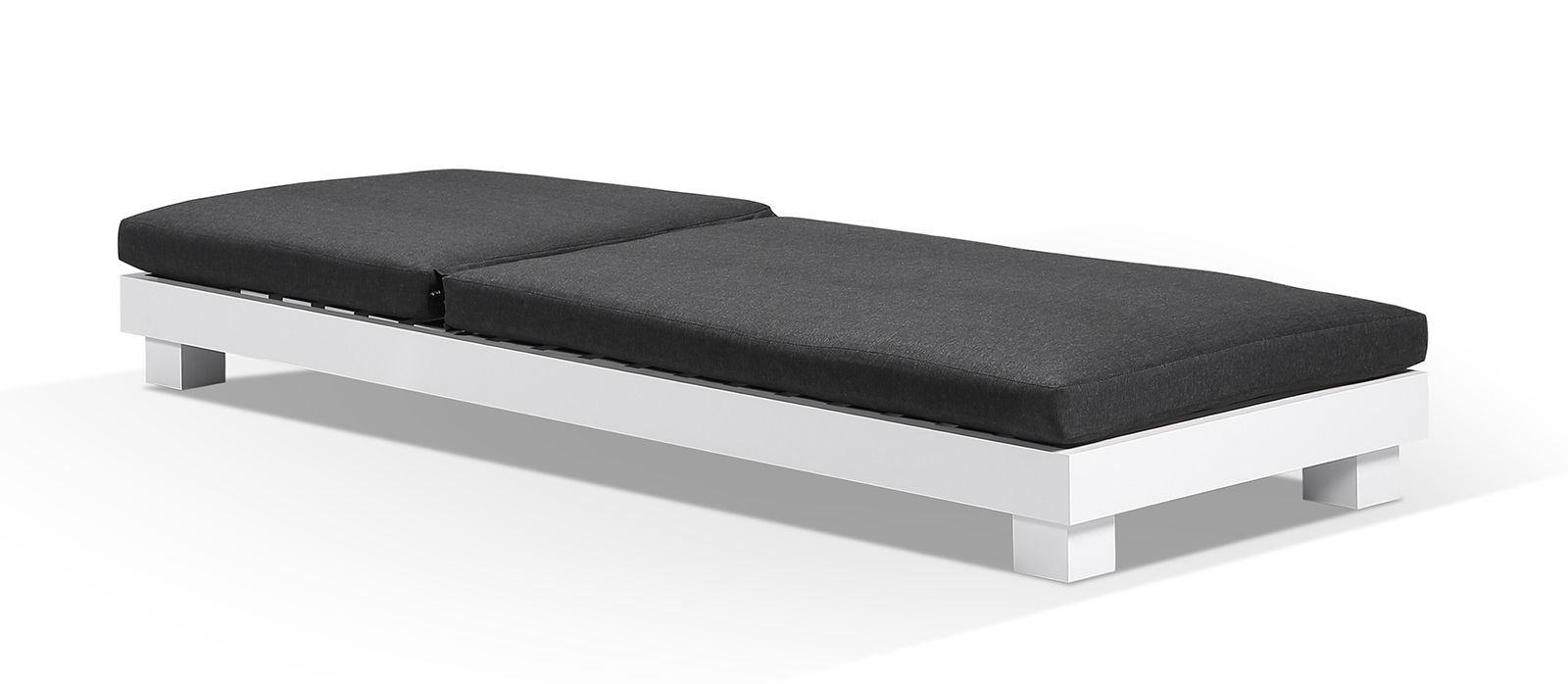 "Hawaii" Hamptons Style Aluminium Sun Lounge Set in White with Denim Grey Cushions - Image 2