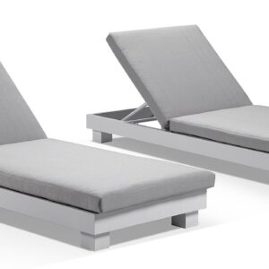 wp-image-tigress-37399.jpeg "Hawaii" Hamptons Style Aluminium Sun Lounge Set in White with Olefin Grey Cushions