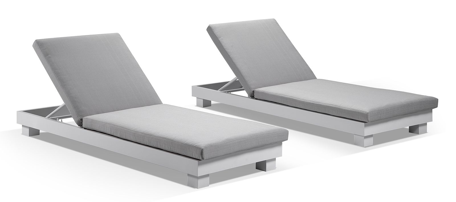 "Hawaii" Hamptons Style Aluminium Sun Lounge Set in White with Olefin Grey Cushions