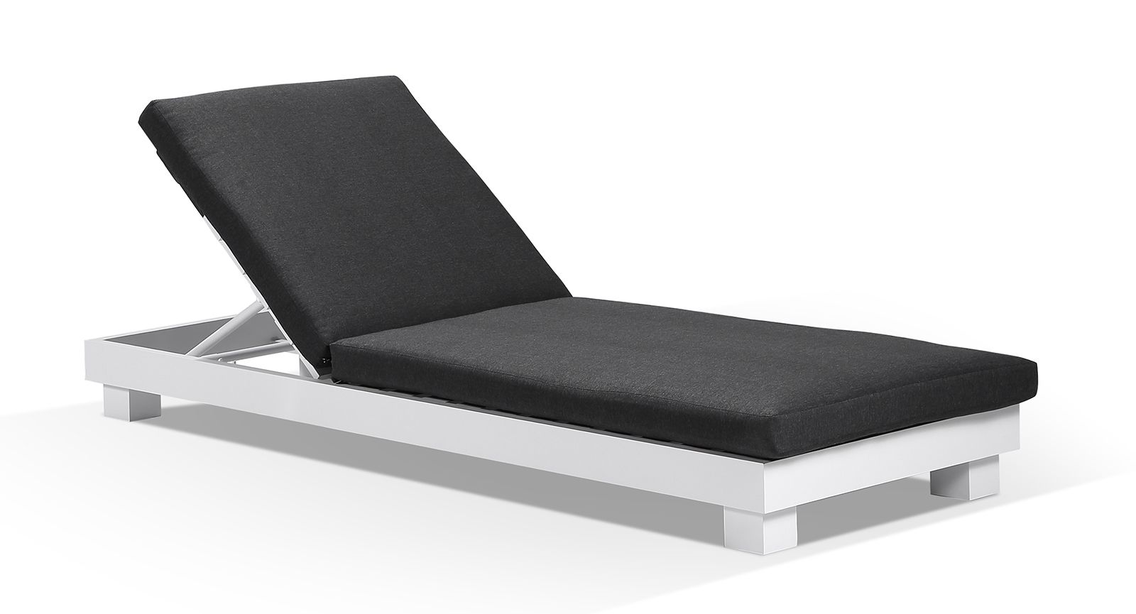 "Hawaii" Hamptons Style Aluminium Sun Lounge in White with Denim Grey Cushions