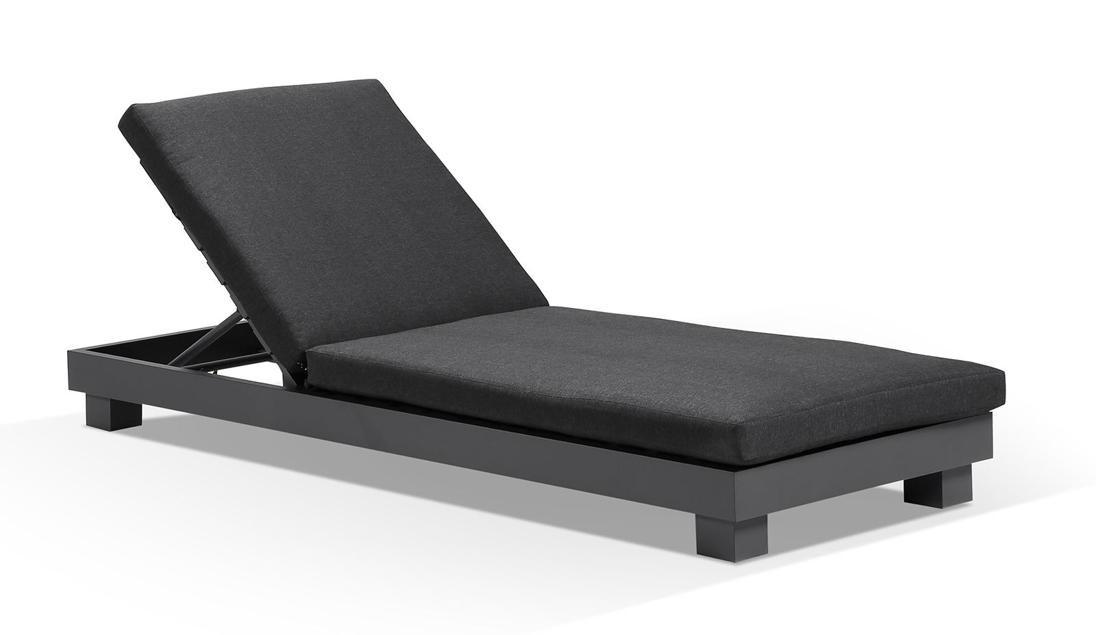 "Hawaii" Hamptons Style Aluminium Sun Lounge in Charcoal with Denim Grey Cushions