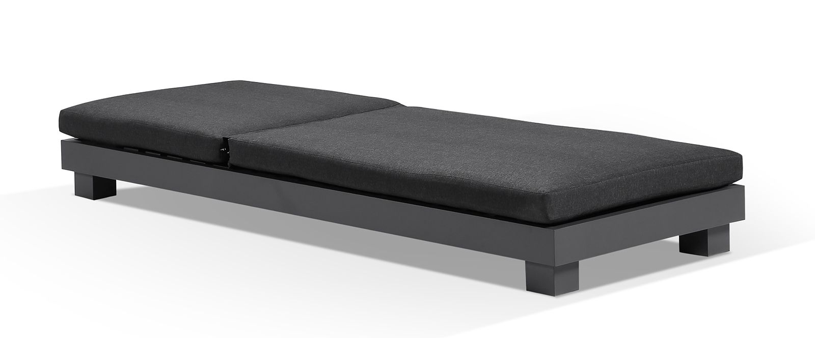 "Hawaii" Hamptons Style Aluminium Sun Lounge in Charcoal with Denim Grey Cushions - Image 2