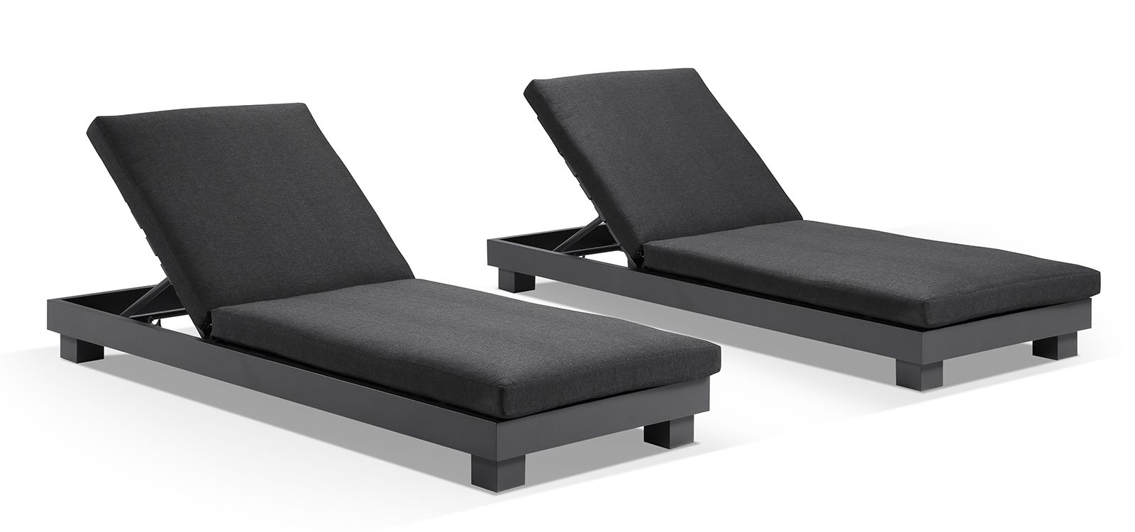 "Hawaii" Hamptons Style Aluminium Sun Lounge Set in Charcoal with Denim Grey Cushions