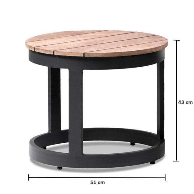 "Hawaii" Hamptons Style Aluminium Sun Lounge Set in Charcoal with Olefin Grey Cushions & Teak Look Round Side Table - Image 2