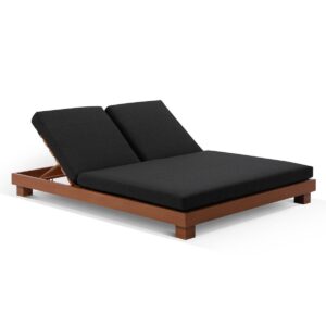 wp-image-tigress-37471.jpg "Hawaii" Hamptons Style Double Aluminium Sun Lounge in Teak Look with Denim Grey Cushion