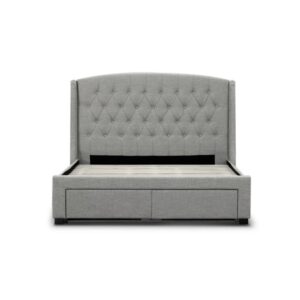 wp-image-tigress-37483.jpg "Amelia" Hamptons Style Buttoned Back Upholstered Stone Fabric Bed Frame 4 Storage Drawers Double Size, Stone (RRP $1499)