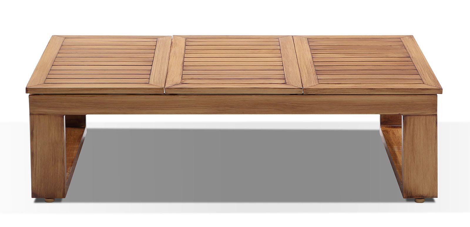 "Hawaii" Hamptons Style Aluminium Modular Lounge Setting with 2 x Coffee Tables in Teak Look with Cream Cushions - Image 5