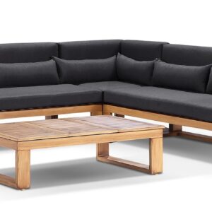 wp-image-tigress-37511.jpg "Hawaii" Hamptons Style Aluminium Outdoor Modular Lounge Setting with Coffee Table in Teak Look with Denim Grey Cushions
