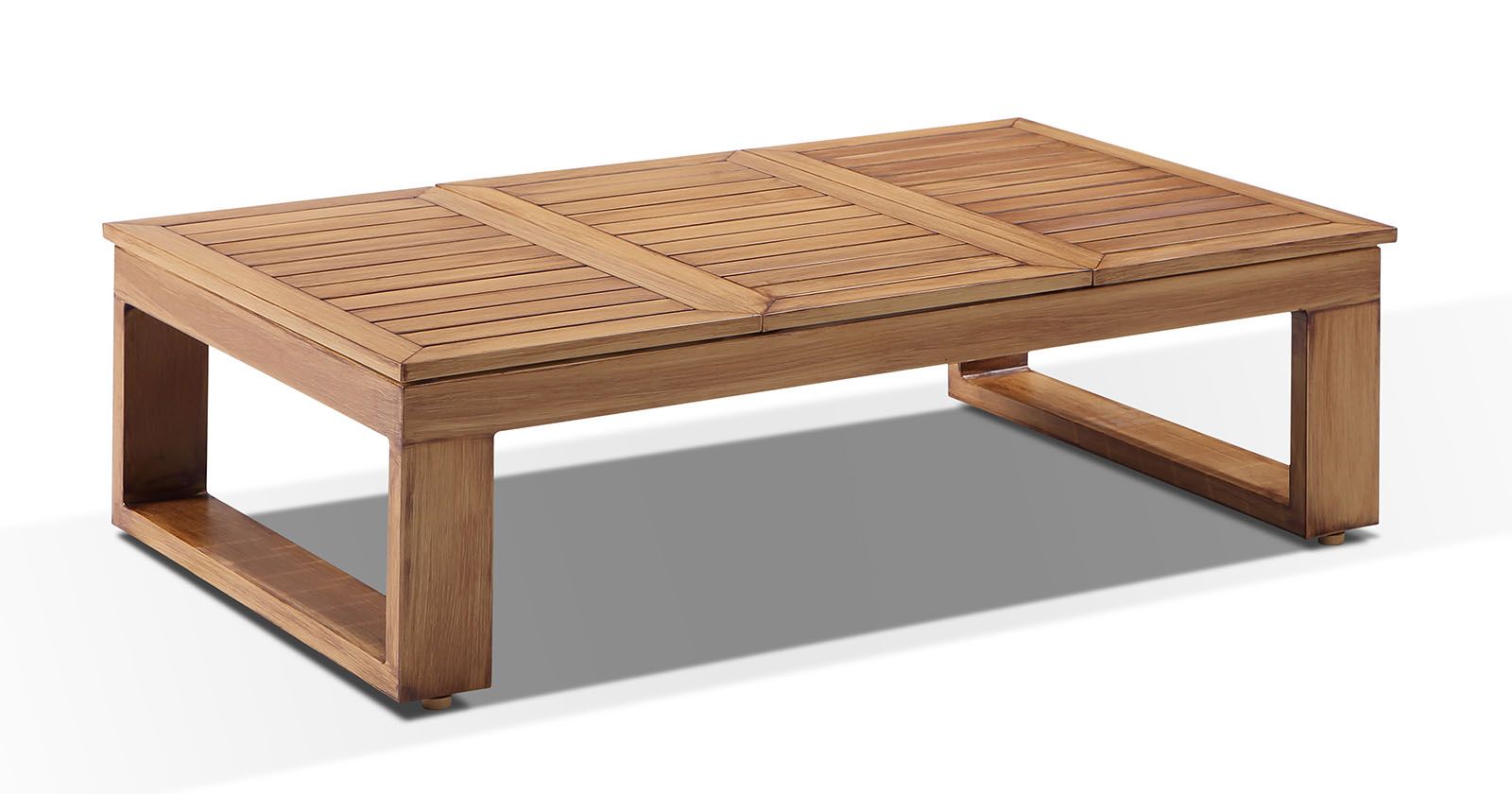 "Hawaii" Hamptons Style Aluminium Outdoor Modular Lounge Setting with Coffee Table in Teak Look with Denim Grey Cushions - Image 2