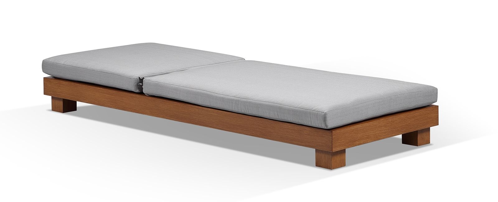 "Hawaii" Hamptons Style Aluminium Sun Lounge in Teak Look with Olefin Grey Cushion - Image 2