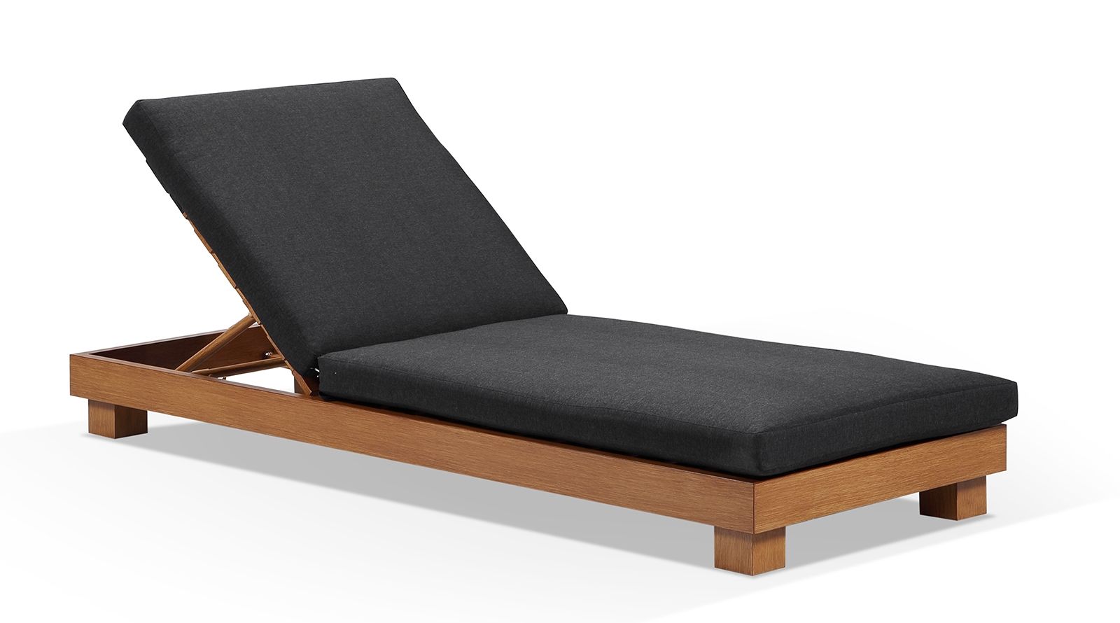 "Hawaii" Hamptons Style Aluminium Sun Lounge in Teak Look with Denim Grey Cushion