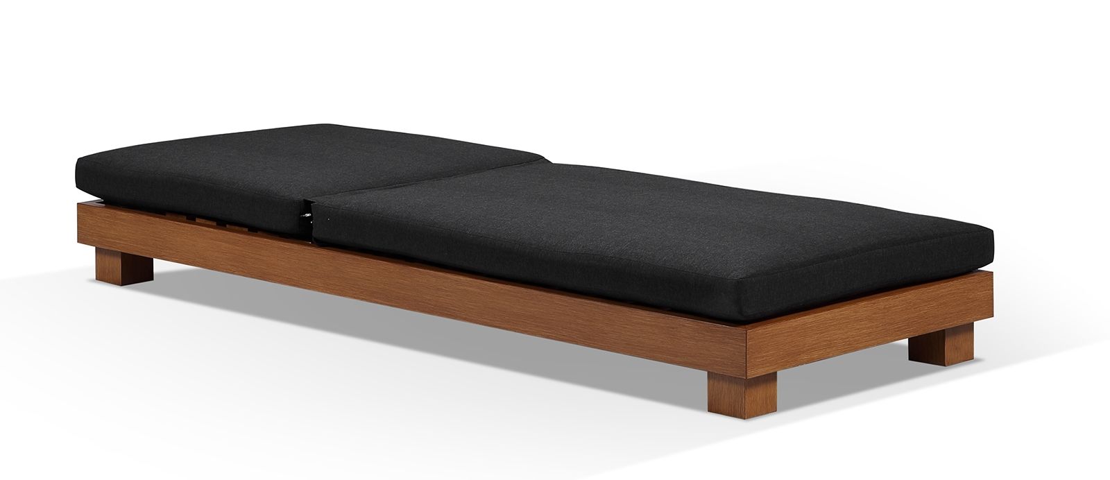 "Hawaii" Hamptons Style Aluminium Sun Lounge in Teak Look with Denim Grey Cushion - Image 2