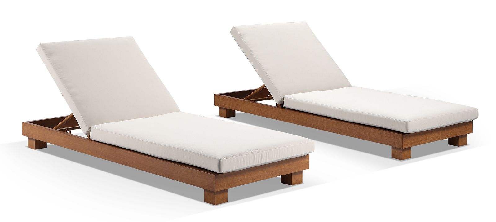"Hawaii" Hamptons Style Aluminium Sun Lounge Set in Teak Look with Cream Cushions