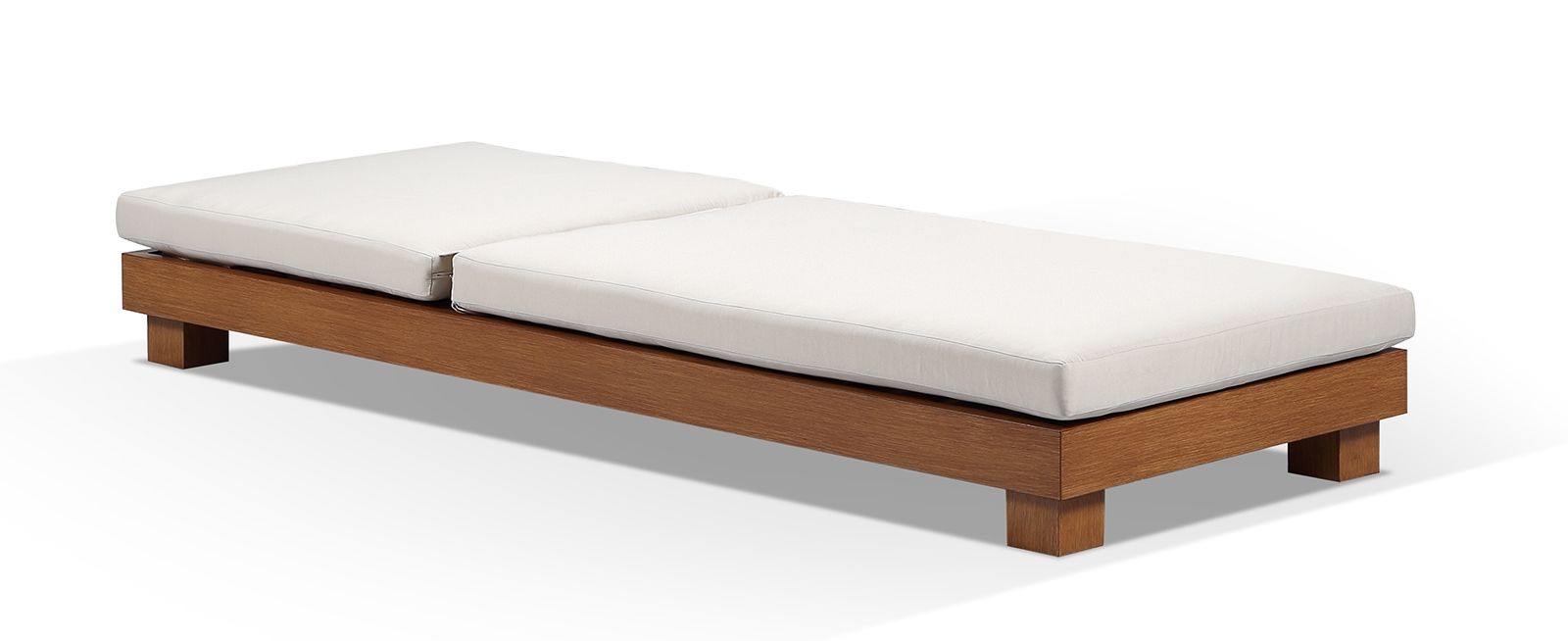 "Hawaii" Hamptons Style Aluminium Sun Lounge Set in Teak Look with Cream Cushions - Image 2