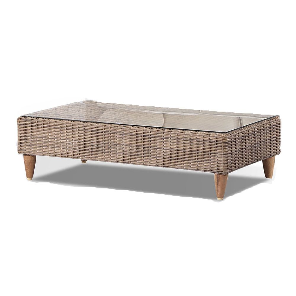 "Tahiti" Hamptons Style Outdoor Wicker Coffee Table in Brushed Wheat - Image 2