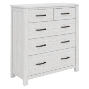 "Avalon" Hamptons Style Coastal Timber Tallboy, 102cmW x 40cmD x 107cmH White Wash (RRP $1199)
