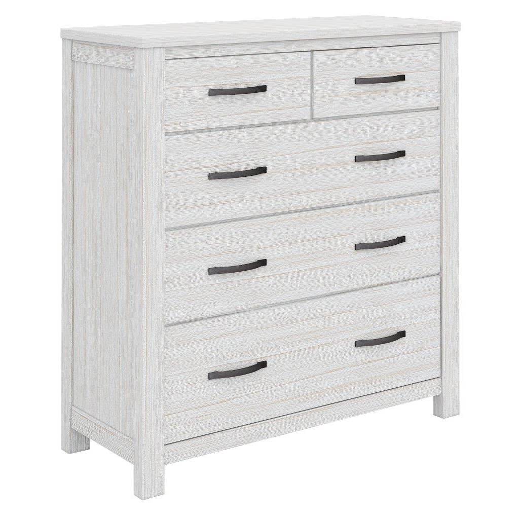 "Avalon" Hamptons Style Coastal Timber Tallboy, 102cmW x 40cmD x 107cmH White Wash (RRP $1199)