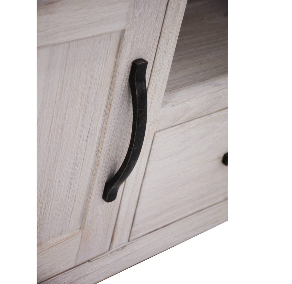 "Avalon" Coastal Style Timber TV Entertainment Unit 2 Doors 2 Drawers, White Wash 216cmW x 45cmD x 55cmH (RRP $1499) - Image 4