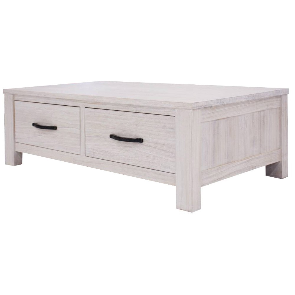"Avalon" Hamptons Style Coastal Timber Coffee Table, White Wash W127 x D66.5 x H40cm (RRP $899)