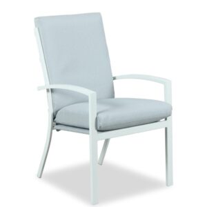 "Santorini" Resort Style Outdoor Aluminium Superior Comfort High Back Dining Chair in White, Grey Seat & Back Cushion (RRP $349)