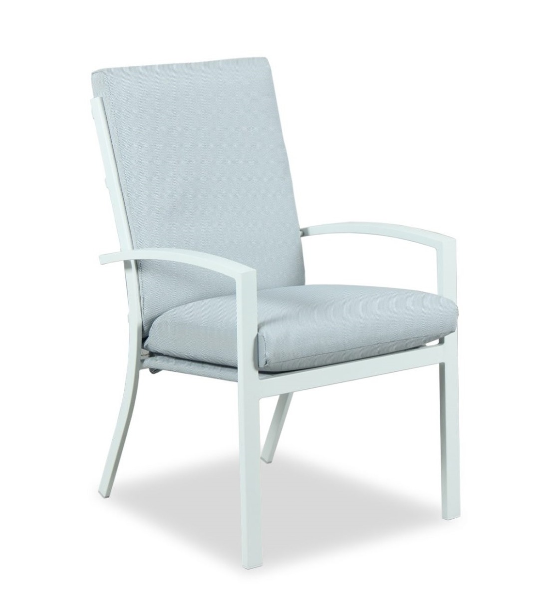 "Santorini" Resort Style Outdoor Aluminium Superior Comfort High Back Dining Chair in White, Grey Seat & Back Cushion (RRP $349)
