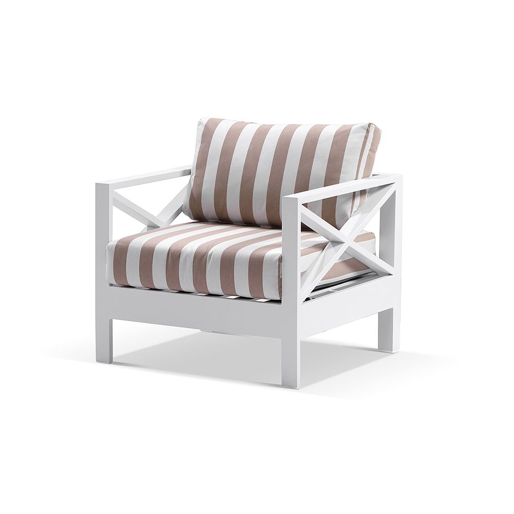 "Montego Bay" Hamptons Style Outdoor Aluminium 4 Piece 3+2+1 Seater Lounge Setting with Sunbrella Cushions - Image 4