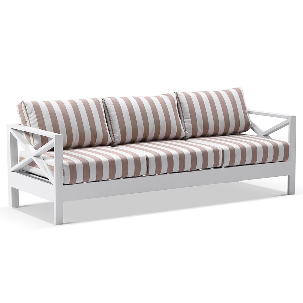 "Montego Bay" Hamptons Style Outdoor Aluminium 3 Seater Lounge with Sunbrella Cushions (RRP $2999)