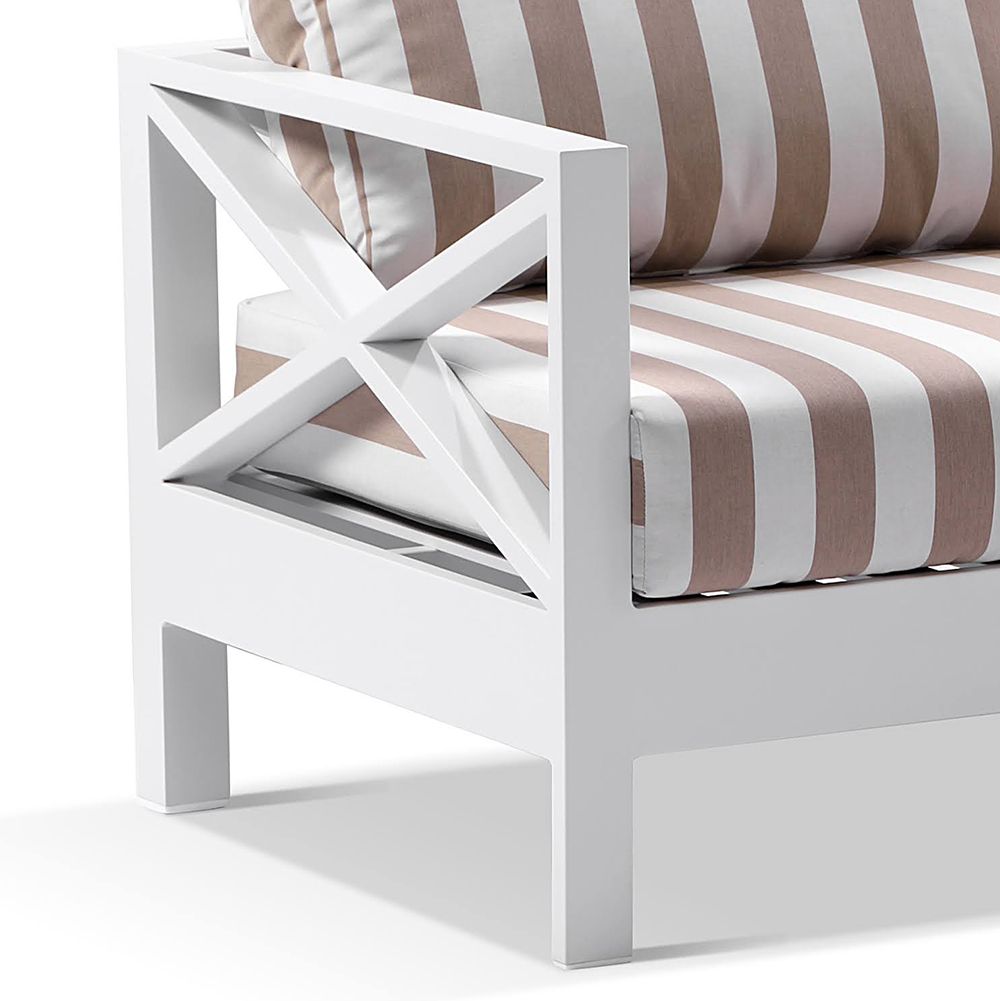 "Montego Bay" Hamptons Style Outdoor Aluminium 2 Seater Lounge with Sunbrella Cushions - Image 2