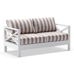 "Montego Bay" Hamptons Style Outdoor Aluminium 2 Seater Lounge with Sunbrella Cushions