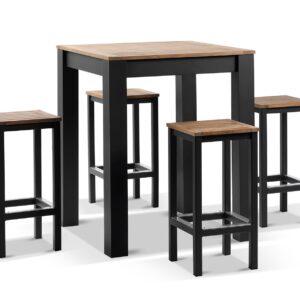 wp-image-tigress-38761.jpg "Newport" Hamptons Style Outdoor Aluminium and Teak 4 Seater Square Bar Setting in Charcoal