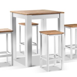 wp-image-tigress-38767.jpg "Newport" Hamptons Style Outdoor Aluminium and Teak 4 Seater Square Bar Setting in White