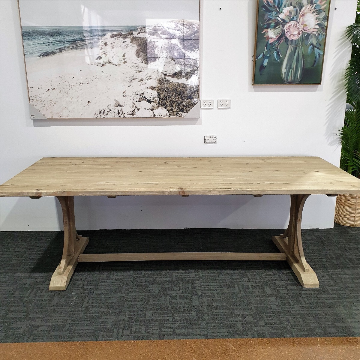 "New Hampshire" Recycled Timber Dining Table White Wash, 245cm W x 105cm D x 76cm H - Image 4