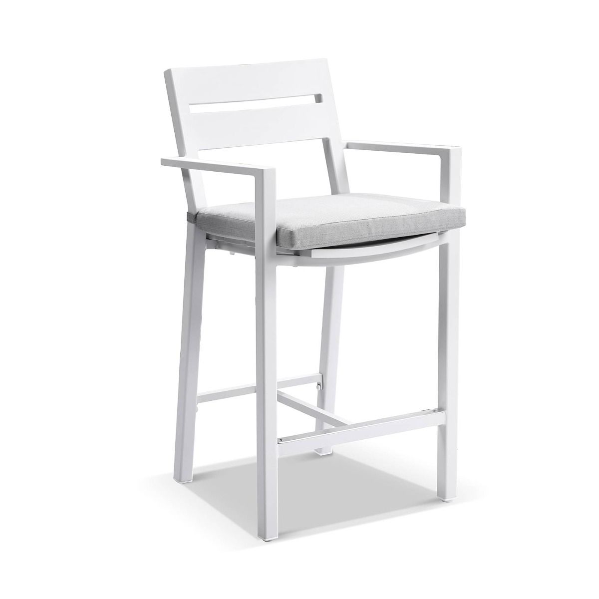 "Hawaii" Hamptons Style Outdoor Aluminium 2m Bar Table with 6 Bar Stools, White - Image 2