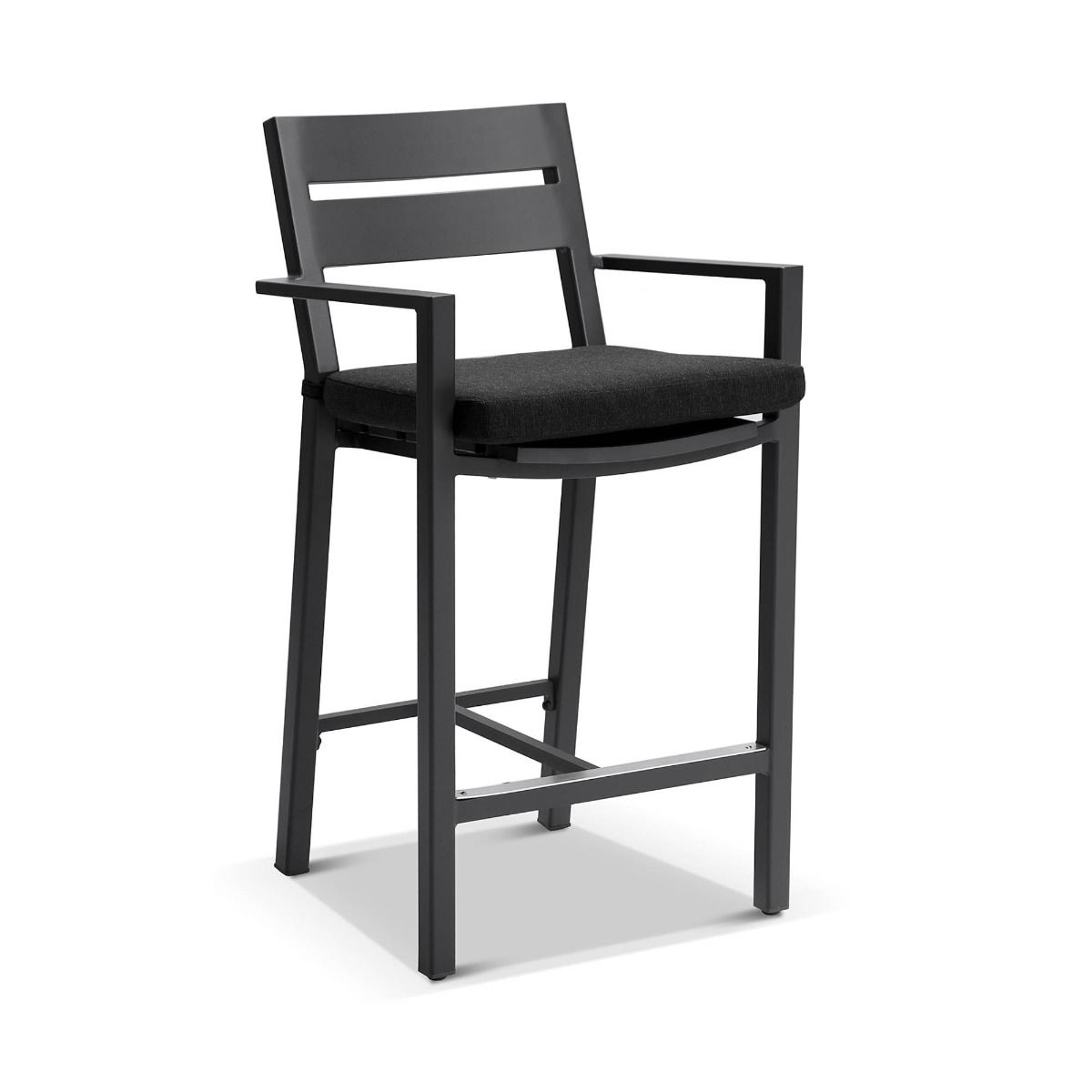 "Hawaii" Hamptons Style Outdoor Aluminium 1.5m Bar Table with 4 Bar Stools, Charcoal - Image 2