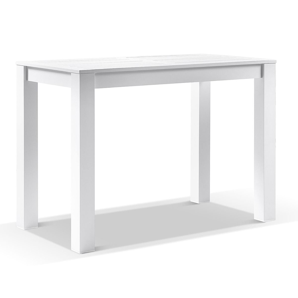 "Hawaii" Hamptons Style Outdoor Aluminium 1.5m Bar Table with 4 Bar Stools, White - Image 3