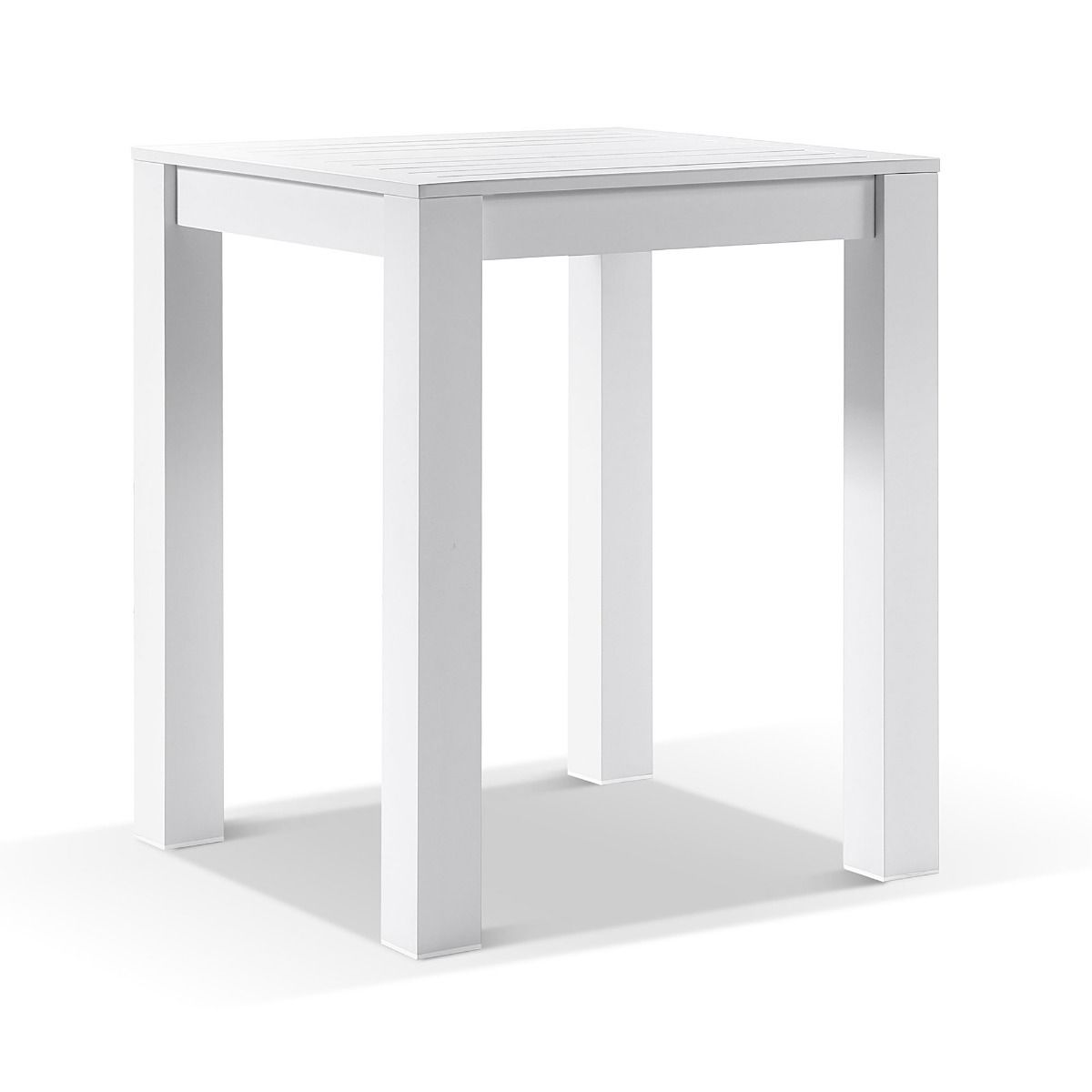"Hawaii" Hamptons Style Outdoor Aluminium Square Bar Table with 2 Bar Stools, White - Image 3