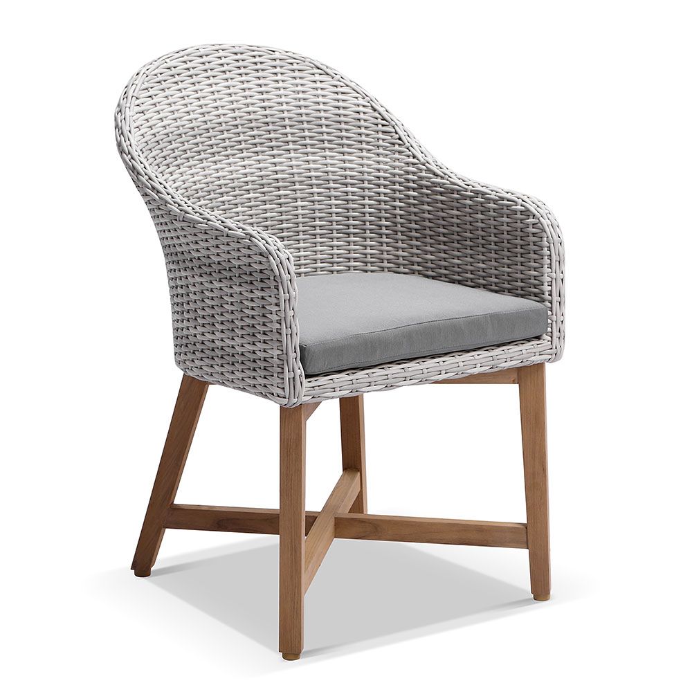"Montego Bay" Hamptons Style Outdoor Aluminium 2m Dining Setting with 8 Teak & Wicker Chairs - Image 2