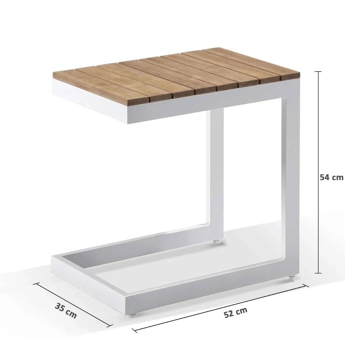 "Barbados" Hamptons Style Double Aluminium Sun Lounge in White with Denim Grey Cushions & Teak Slide Under Side Table - Image 2