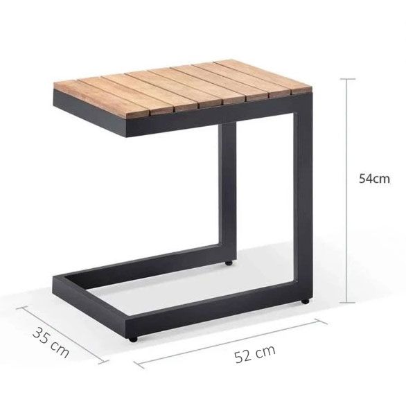 "Barbados" Hamptons Style Double Aluminium Sun Lounge in Charcoal with Olefin Grey Cushions & Teak Slide Under Side Table - Image 2