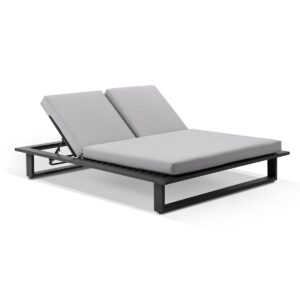 wp-image-tigress-39153.jpg "Barbados" Hamptons Style Double Aluminium Sun Lounge in Charcoal with Olefin Grey Cushions
