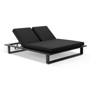 wp-image-tigress-39157.jpg "Barbados" Hamptons Style Double Aluminium Sun Lounge in Charcoal with Denim Grey Cushions