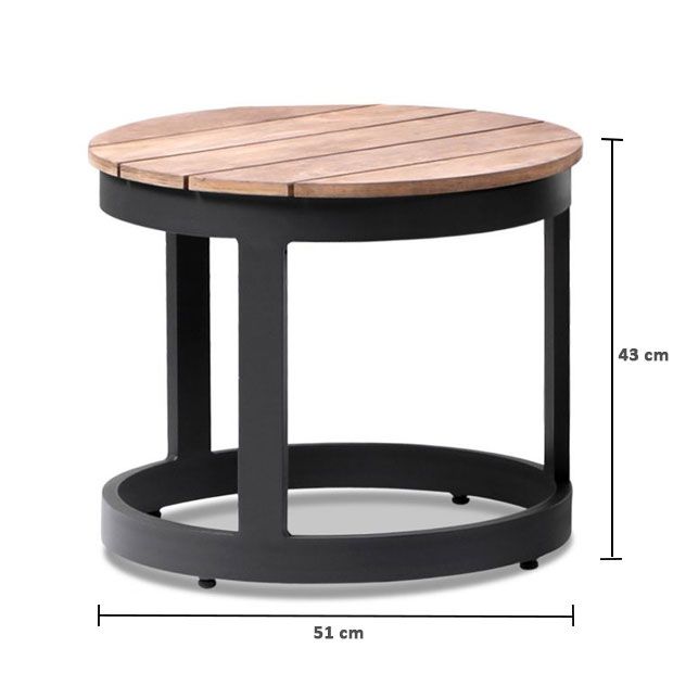 "Barbados" Hamptons Style Aluminium Sun Lounge Set in Charcoal with Denim Grey Cushions & Teak Round Side Table - Image 2