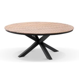 "Santorini" Hamptons Style Round Outdoor Aluminium 1.8m Dining Table, Charcoal