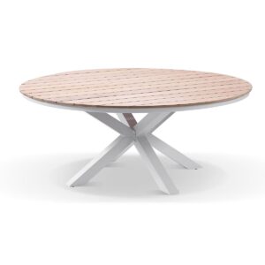 "Santorini" Hamptons Style Round Outdoor Aluminium 1.8m Dining Table, White
