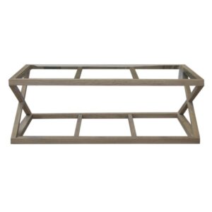 "Mirage" Hamptons Style Solid Oak Timber Glass Top Coffee Table, Weathered Oak (RRP $1499)